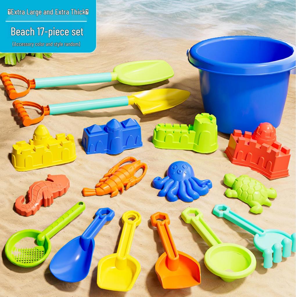 Seaside Sand Play Set: Children's Beach Toys with Shovel, Sand Timer, and Car Bucket
