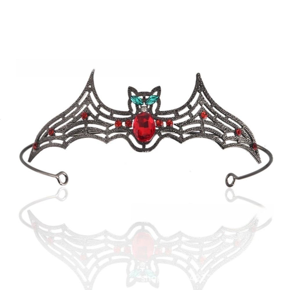 Sparkling Halloween Bat Hairband Metal Halloween Tiara Retro Rhinestone Crowns  Party