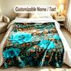 Floral Garden Theme Soft Blanket Personalized Custom Name Text Print Warm Blanket Home Sofa Bedroom Decor