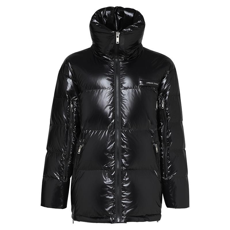 JAZZEVAR Dámská zimní nová střední a dlouhá zahuštěná péřová bunda jasně bílá kachní peří ležérní péřová bunda