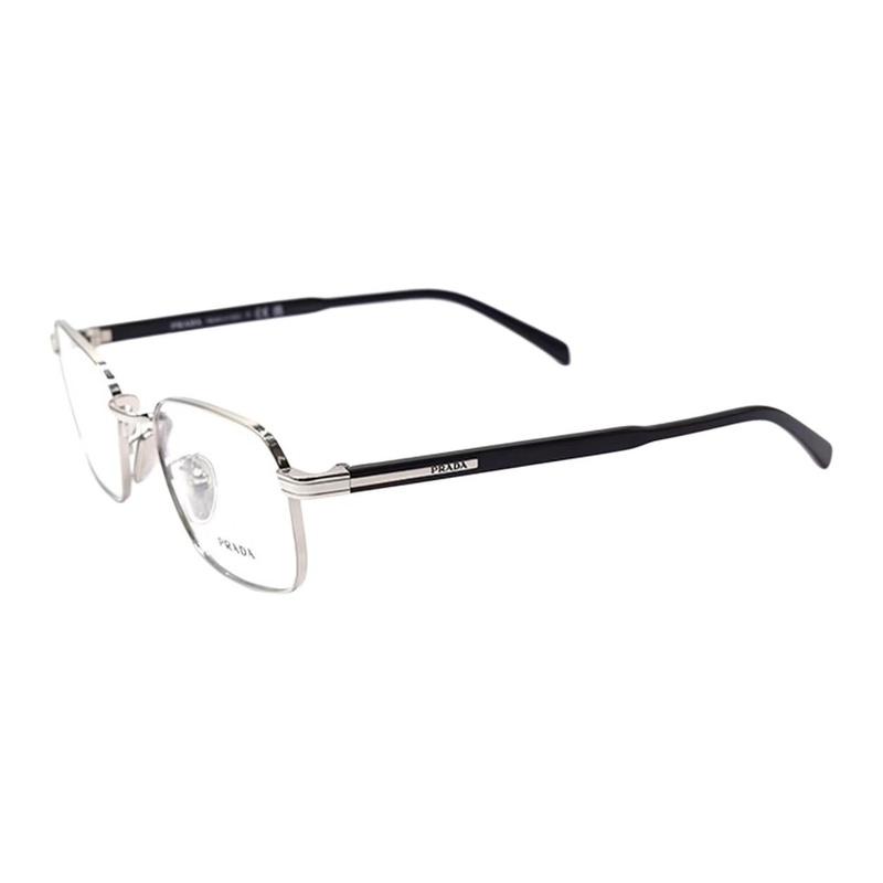 Prada [Available prescriptions] Brand logo, alloy, square, optical glasses, men's, silver Silver 55 in original box and bag