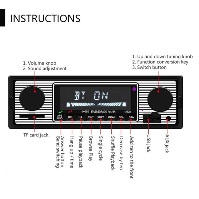 Portable Car Bluetooth Player Stereo Usb/aux Classic Stereo Audio Fm Car Mp3 Player Auto Bluetooth Radio Car Accessories