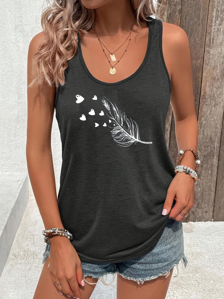Printed Summer Women's Loose and Personalized Dream Catcher Mesh Printed Vest Top T-shirt Comfortable Sleeveless