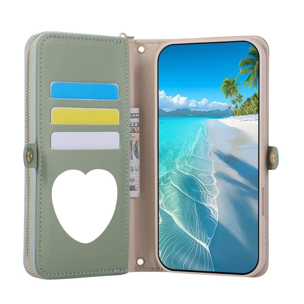 WEFOR Crossbody Wallet Case for iPhone 15 14 13 12 11 Pro Max XR XS Max 7 8 Plus SE, Strap Card Holder Lanyard Kickstand Mirror