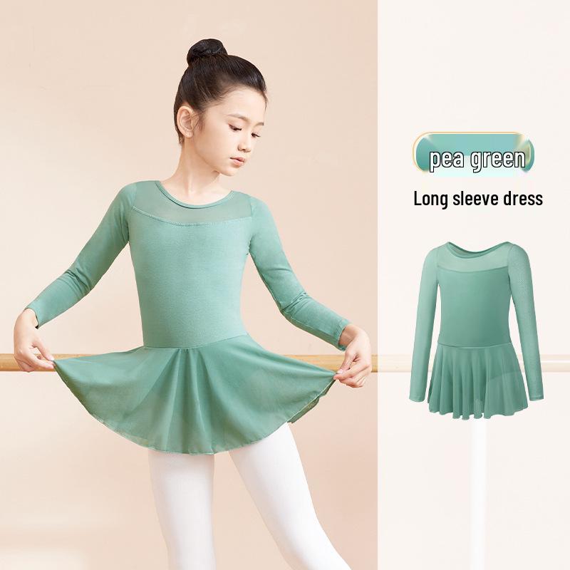 

Children s Long Sleeve Mesh Ballet Leotard for Autumn Performance or Training Size 110 (105-115 cm)