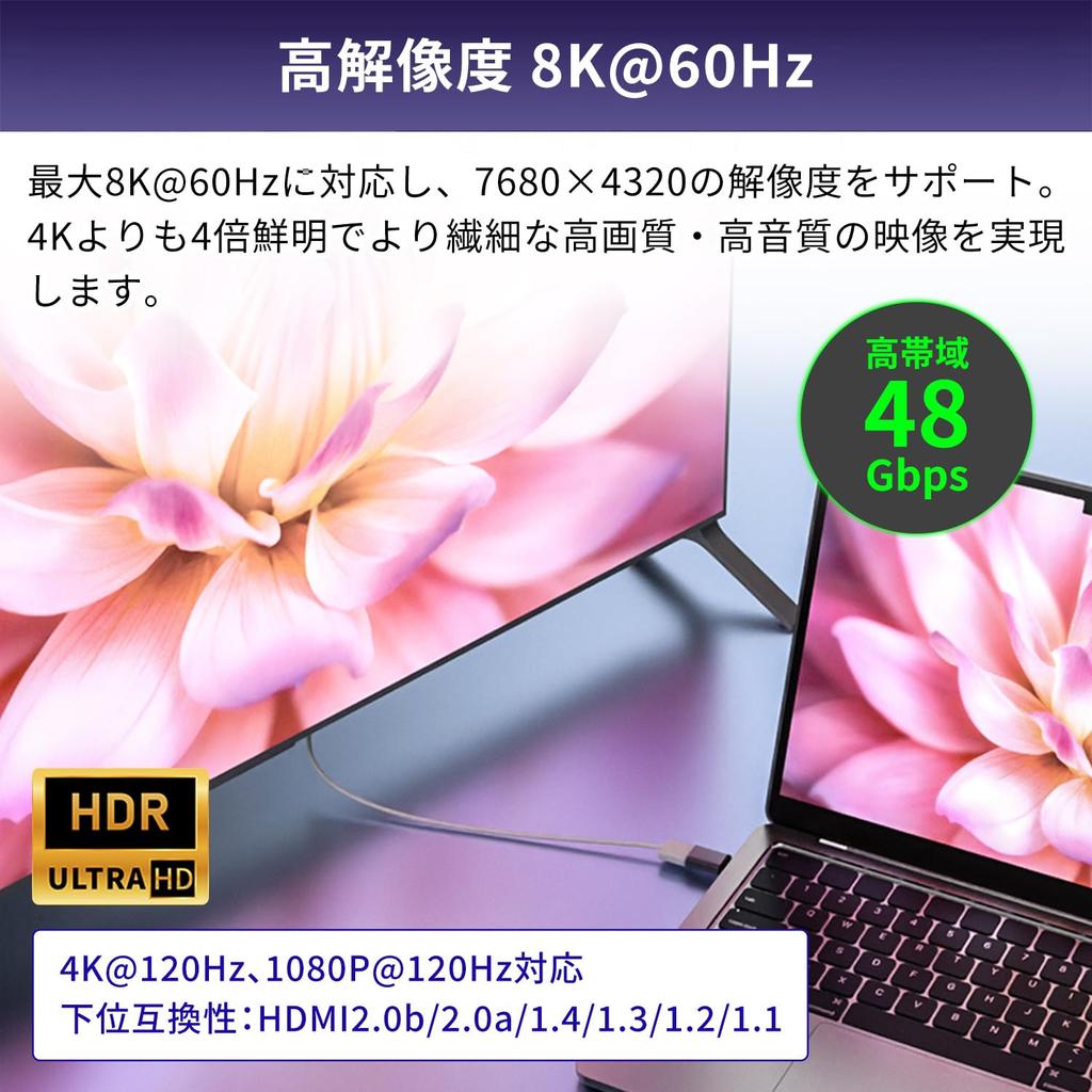 HDMI Magnetisk Konverter Høy Båndbredde HDR Enkel Data Forhindrer Laget i Kompatibel med og PS5 2.1 Adapter, 7680x4320, 8K@60Hz, 4K@120Hz, 19-Pin,