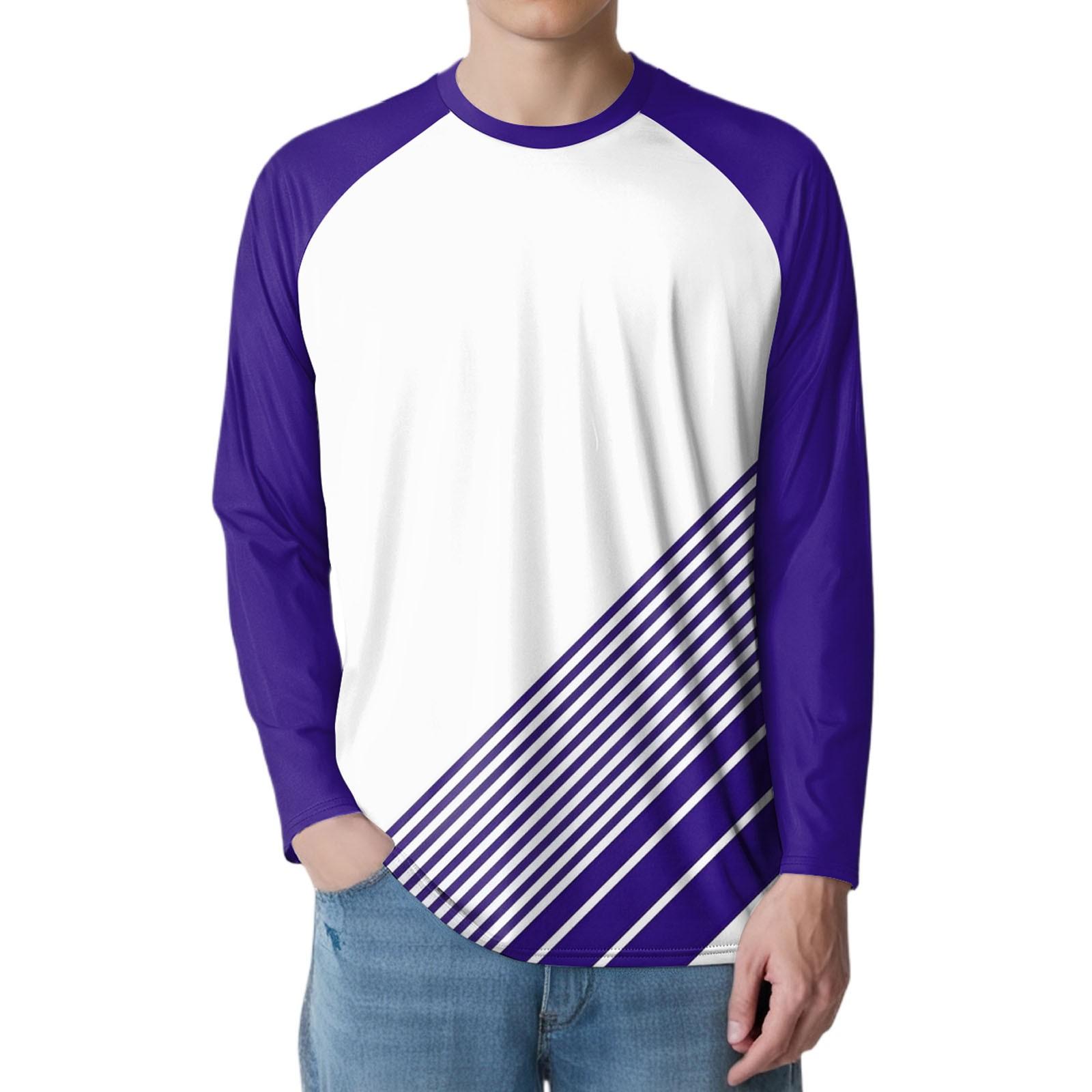 

Мужская мода принтованный реглан длинный рукав спортивный топ XXL фиолетовый