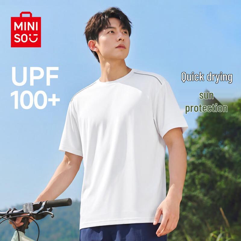 MINISO Men s UPF100+ Quick-Dry Sun Protection Color Block Short Sleeve T-Shirt M