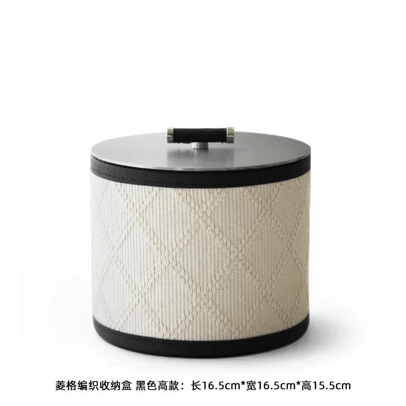 Simple High-grade Leather Storage Box Desktop Finishing Home Jewelry Box Model Room Dustproof With Cover Decoration Ornaments