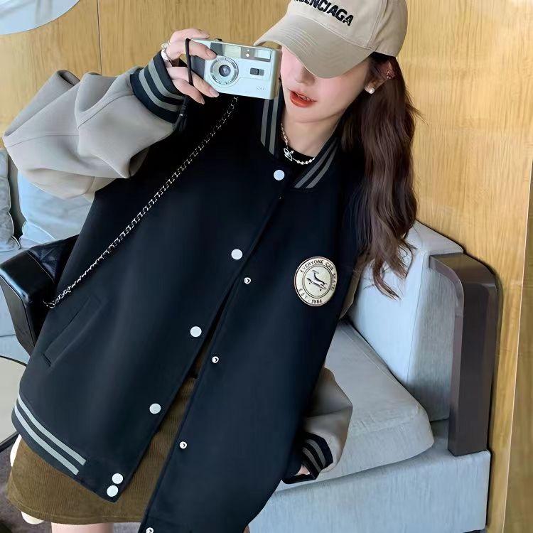 2025 Herbst Damen Colorblock Locker Lässige Baseballjacke - Trendig, Verjüngend und Vielseitig