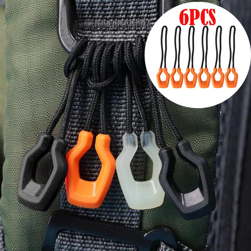 6 pz Borsa da Viaggio con Cerniera Luminosa Cordino di Ancoraggio Anti-perdita per Cerniera Clip di Sostituzione Anello di Tiraggio Cerniera per Tenda da Esterno Zaino Vestiti