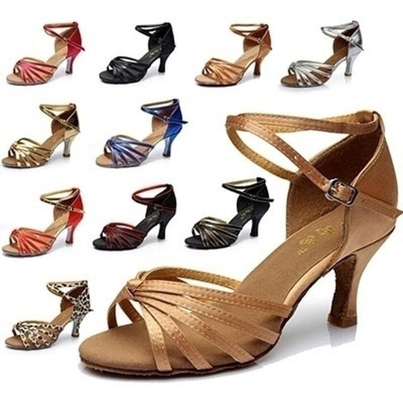 Moda Kadın Salon Tango Ayakkabıları Latin Dans Ayakkabıları Parti Orta Topuklu Ayakkabılar