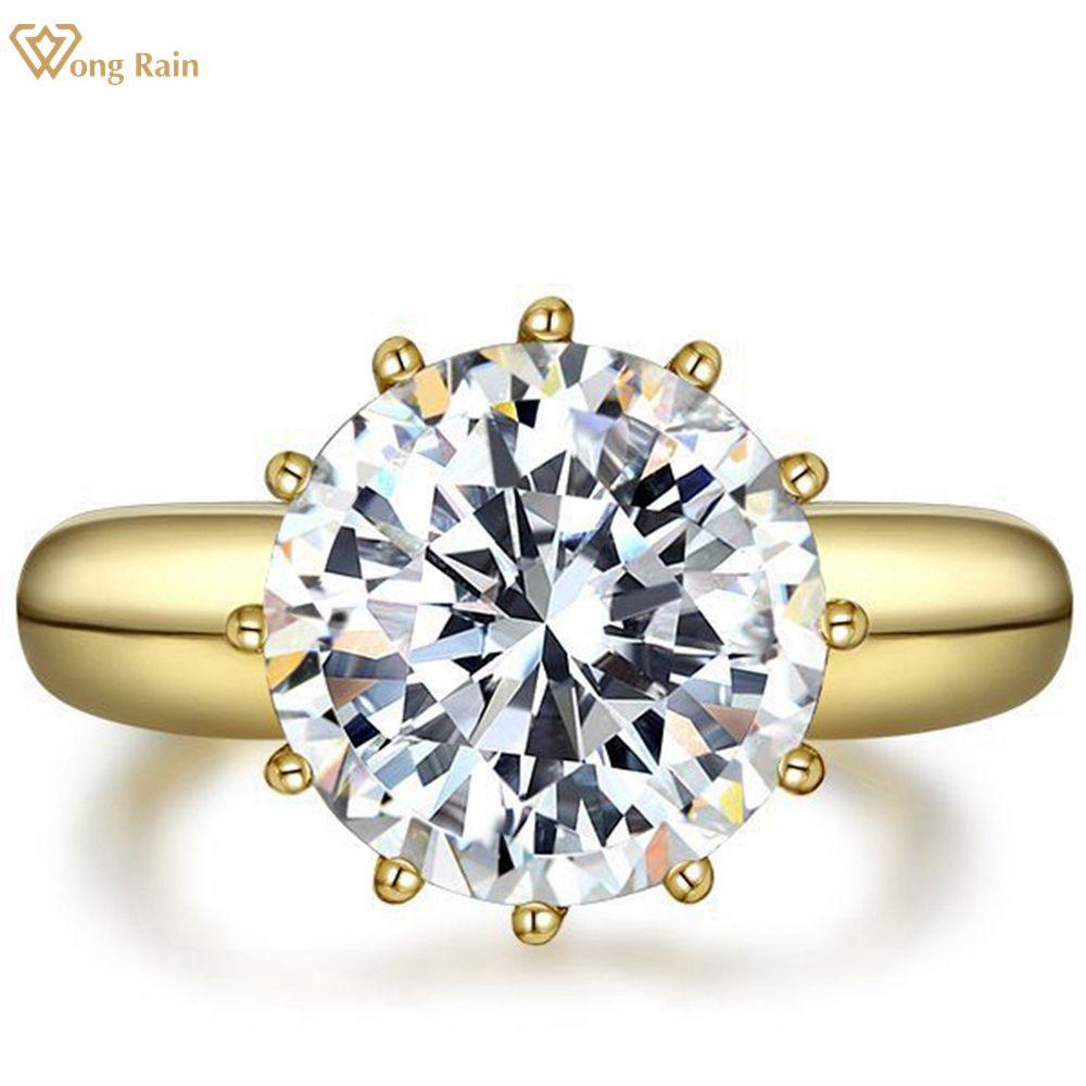 

Wong Rain Vintage 100% стерлинговое серебро 925 пробы круглой огранки 12*12 мм AAAAA цирконы драгоценный камень свадебное обручальное кольцо для женщин ювелирные изделия