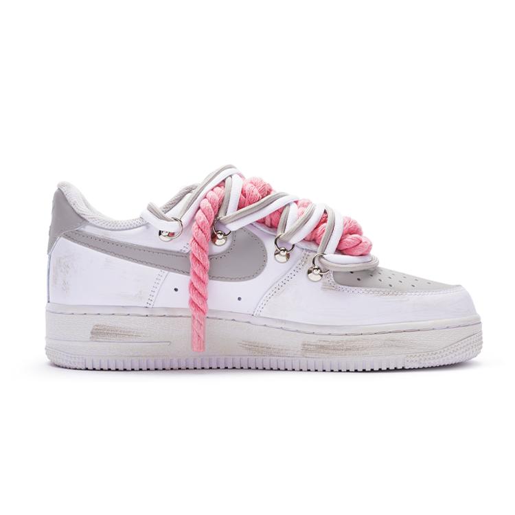 Nike Air Force 1 'T10' Leather Slip Resistant Abrasion Resistant Low top Skateboard Shoes Women's White Gray DD8959-100(Team80-''T10'')