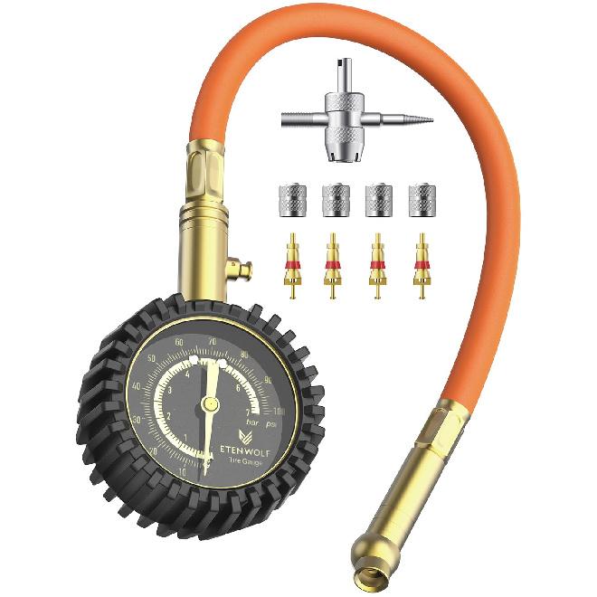 ETENWOLF Tire Pressure Gauge 0-100 PSI, ANSI B40.1 Grade A Accurate Tire Gauges For Tire Pressure With Large Glow Dial, Air Pressure Gauge For Tires,