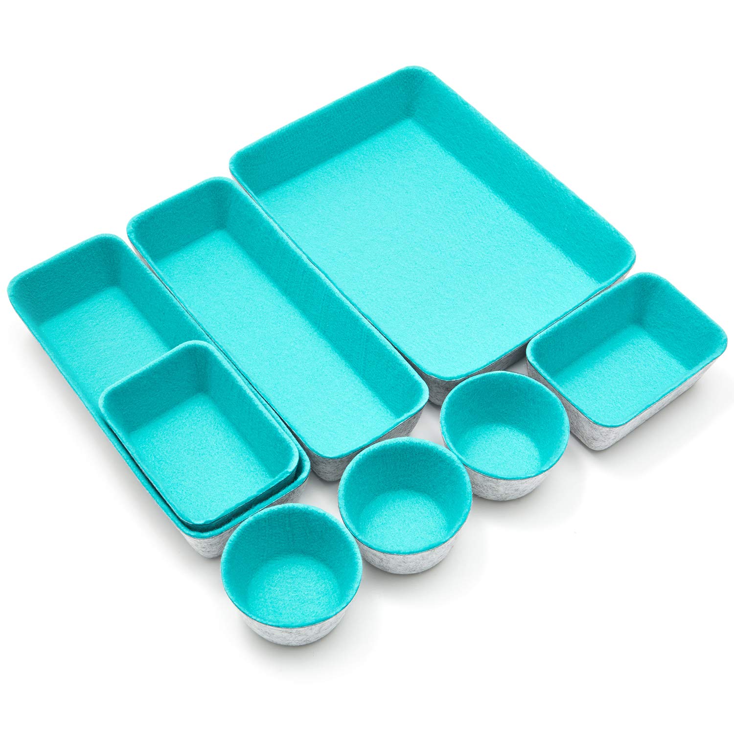 

VANCORE Drawer Desk Drawer Stationery Cute Small Item Light Blue Gray Organizer, Divider, Tray, Storage, 8-Piece Set, &
