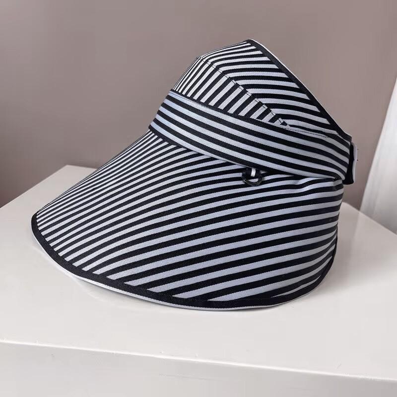 

Spring And Summer Outdoor Sunscreen Hat, Children S Sun Hat, Large Brim, Face Covering, Striped Semi-Empty Top Sun Hat, Ponytail m (56-58cm) adjustable