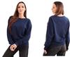 Bluza Damska Pętelkowa Bawełniana Basic Z Okrągłym Dekoltem Granatowa L