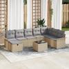 VidaXL 9-Piece Garden Sofa Set with Beige Cushions Poly Rattan 3358939