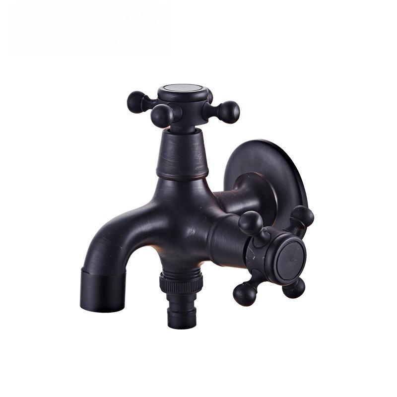 Bathroom Black Single Cold Tap Wall Washing Machine Single Tap Cold Water Faucet Garden Black Tap