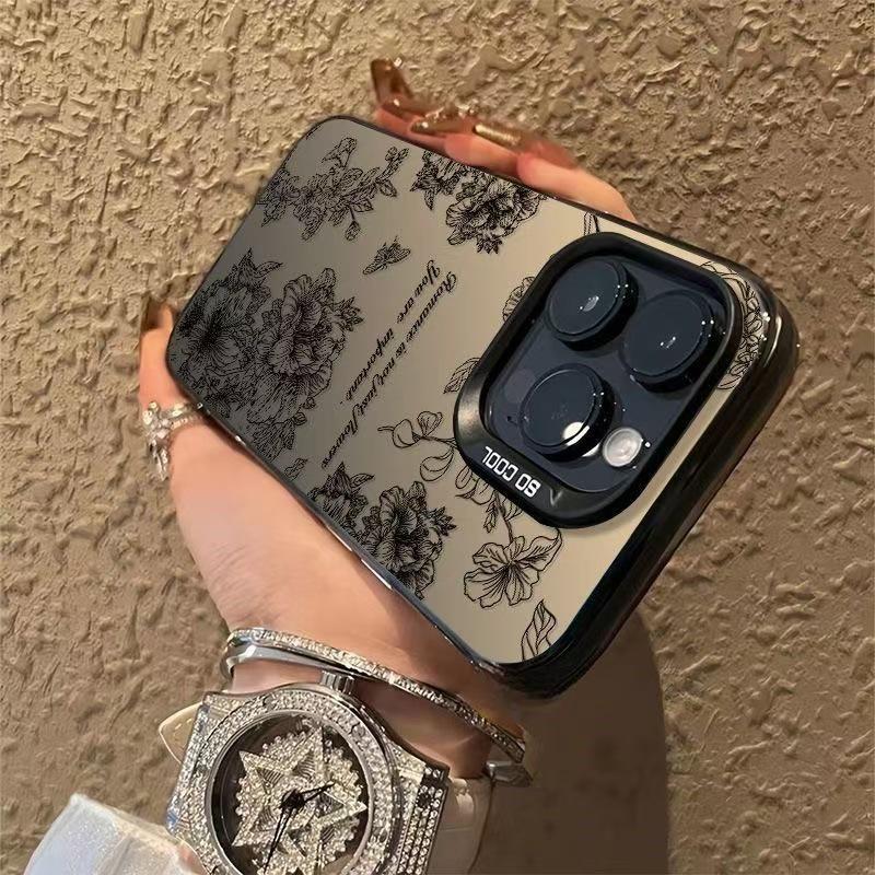 Aesthetic English Flower Butterfly Phone Case for iPhone 14/15/16/17 Air Pro