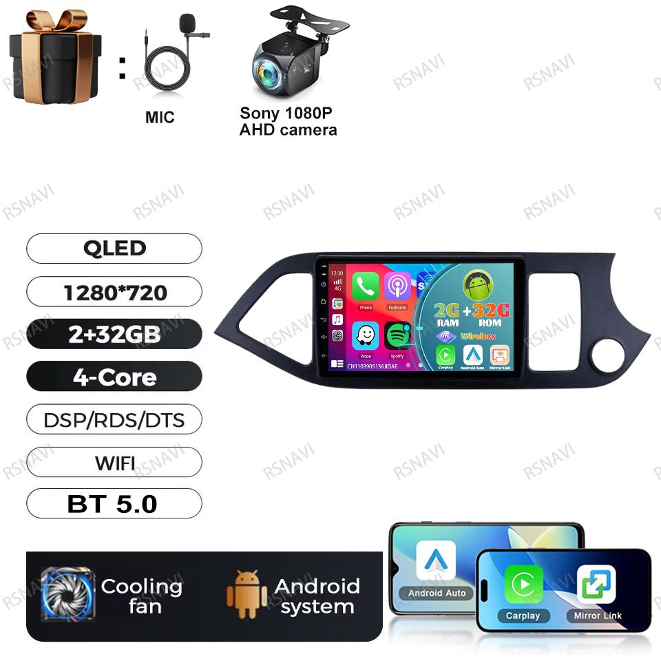 Car Radio Android 16 For KIA PICANTO Morning 2011-2016 RHD Navigation DVD BT 5G WIFI Viedo Player Autoradio 4G LTE Head Unit DSP