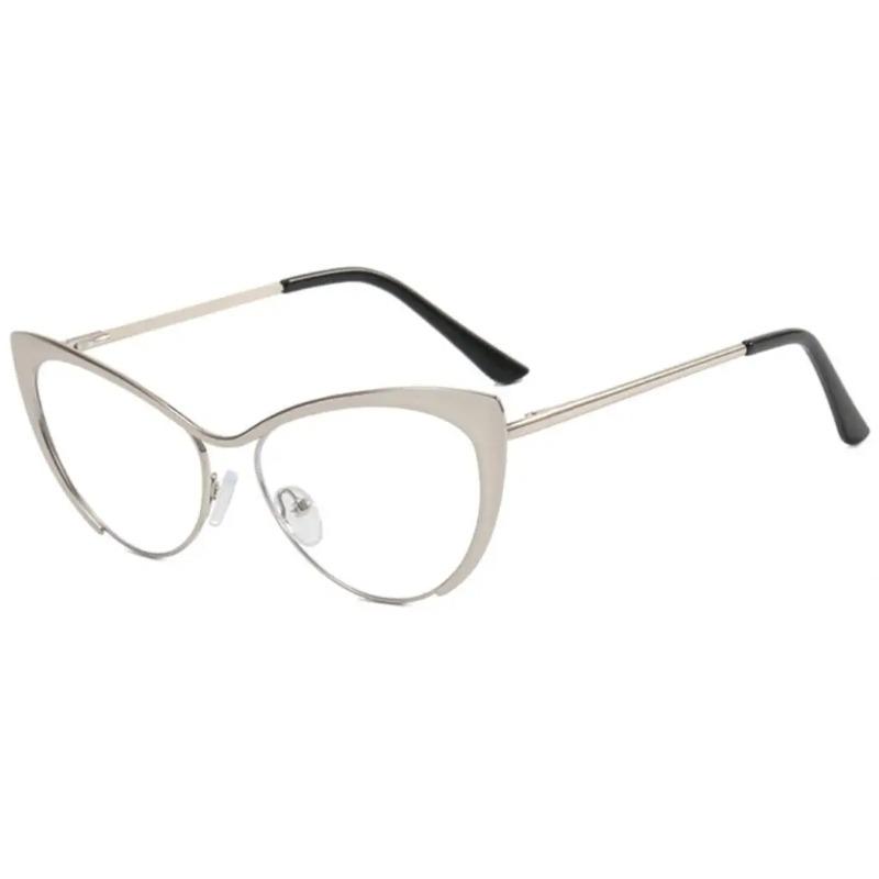 Gold Clear Half Frame Cat Eye Reading Glasses Women Fashion Blue Light Blocking Computer Eyeglasses Sexy Cateye Metal Frame +1 75