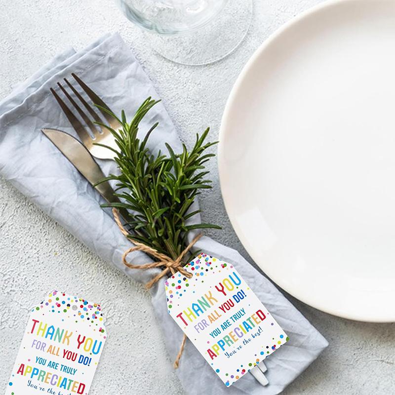 50pcs/100pcs Thank You Tags,White Paper Thank You Gifts Tags with String for Wedding Favor,Thanksgiving Day,Gifts Wrapping,Party