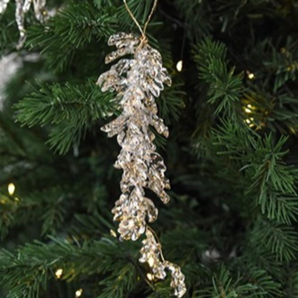 Realistic Glitter Christmas Branches Artificial Leaves Xmas Tree Hanging Ornament Holiday Party