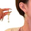 Benmingnian Horse Pearl Copper Coin Tassel Earrings