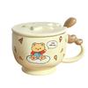 Cartoon Bear Coffee Cup High Value Mug with Cover Spoon Pink Rabbit Ceramic Cup Couple Cup