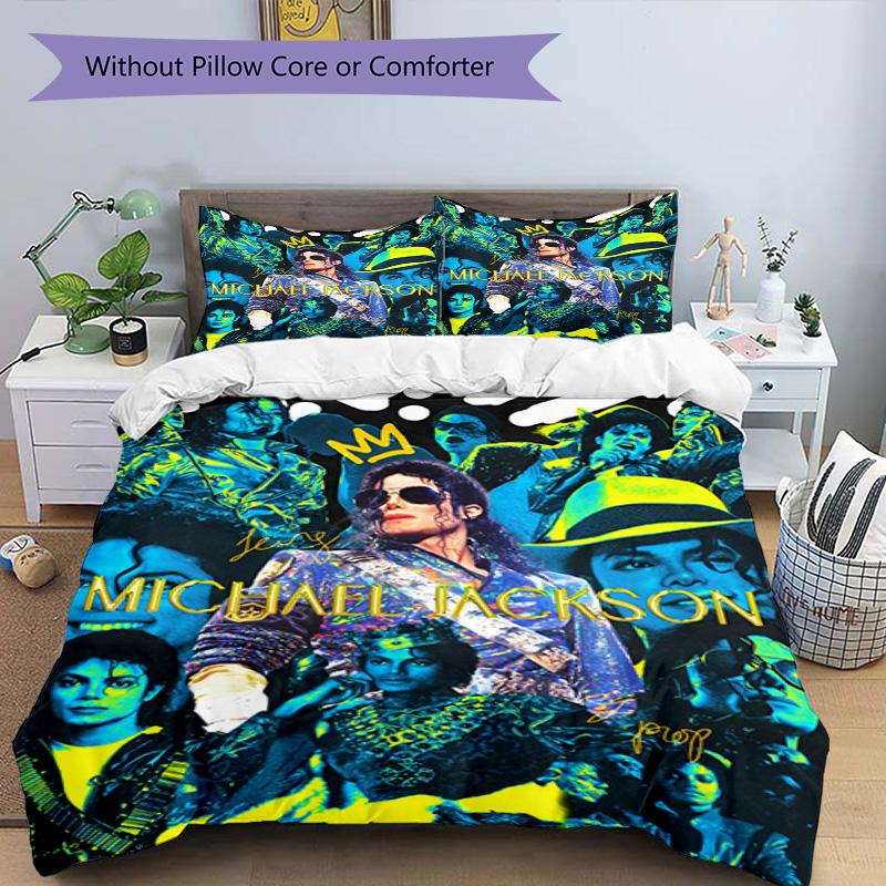 3pcs Duvet Cover Set (1*Duvet Cover + 2*Pillowcase, Without Core), Michael Jackson Print Bedding Set, Bedroom Decor, All‑Season, Birthday Gift