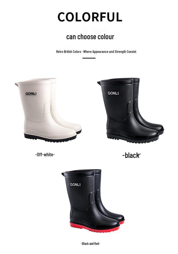 Men's Waterproof Rain Boots: Warm, Non-Slip, High-Top with Elastic Cuff, Ideal for Kitchen, Car Wash, and Fishing.