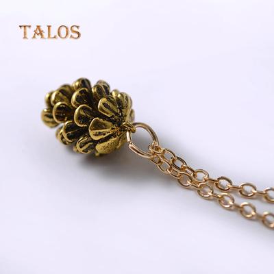 Vintage Γυναικείες χαριτωμένο μενταγιόν κολιέ με λεπτή αλυσίδα σε σχήμα κουκουνάρι Αξεσουάρ δώρου κοσμημάτων