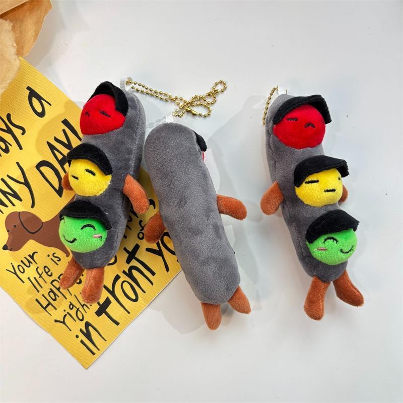 Cute Creative Funny Traffic Light Plush Doll Stuffed Toy Keychain Pendant Girl Backpack Charm Bag Hanging Ornament Birthday Gift