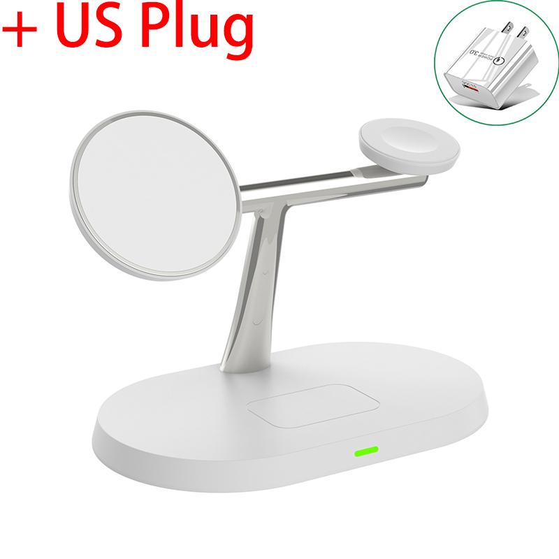 3 i 1 trådløs laderholder for Apple Iwatch Airpod Magnetisk ladestasjon for Magsafe Iphone 12 13 14 Pro Max Tilbehør