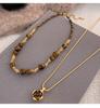High-End Retro Tiger Eye Square Pendant Necklace - Stylish & Versatile Sweater Chain