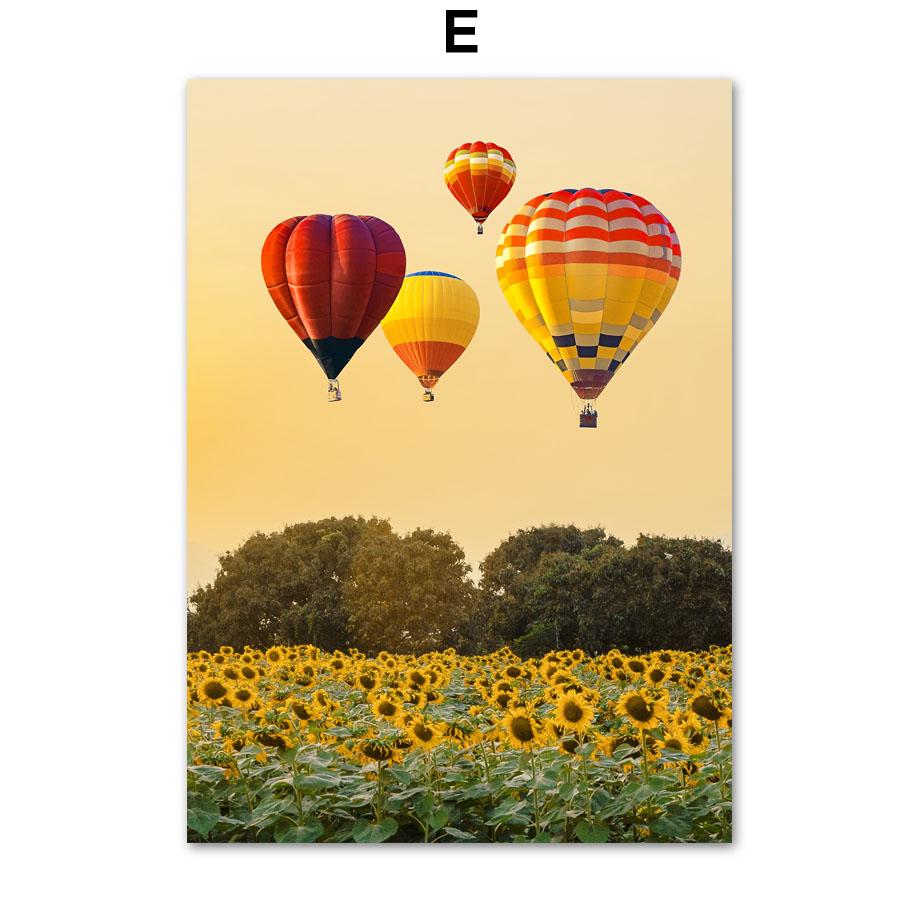 Spring Sunflower Idyllic Lake Landscape Posters And Prints Canvas Painting Nordic Wall Art Pictures For Living Room Home Decor