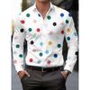 Men's Polka Dot Collar Long Sleeved Shirt Casual Shirt European and American Trend Daily Commuting Formal Top