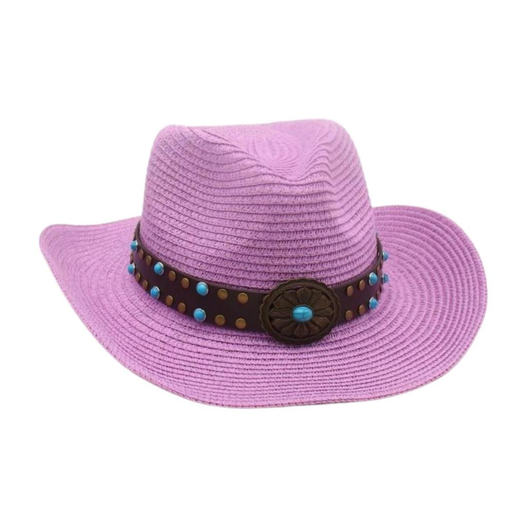 Western Cowboy Hat Famous Wind Beach Travel Straw Hat Hand-Woven Breathable Straw Hat