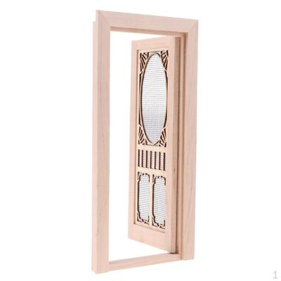 Holz Miniatur Äußerer Hohlbildschirm Einzeltür 1/12 Puppenhaus DIY Dekorationszubehör