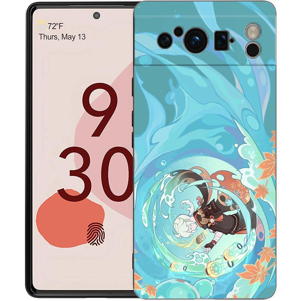 

Мультяшный логотип Genshin Impact для Google Pixel 8 7 6 Pro 6A 5G Черный чехол для телефона Мягкая противоударная задняя крышка Силиконовый чехол Coque Pixel 6