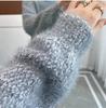 Women's 2025 Faux Mink Velvet Knit Sweater - Cozy Autumn/Winter Round Neck Pullover