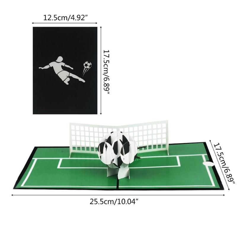 Football Soccer 3D Pop-Up Greeting Card for All Occasion Festival Holiday Paper Card Birthday Wedding New Year Postcards