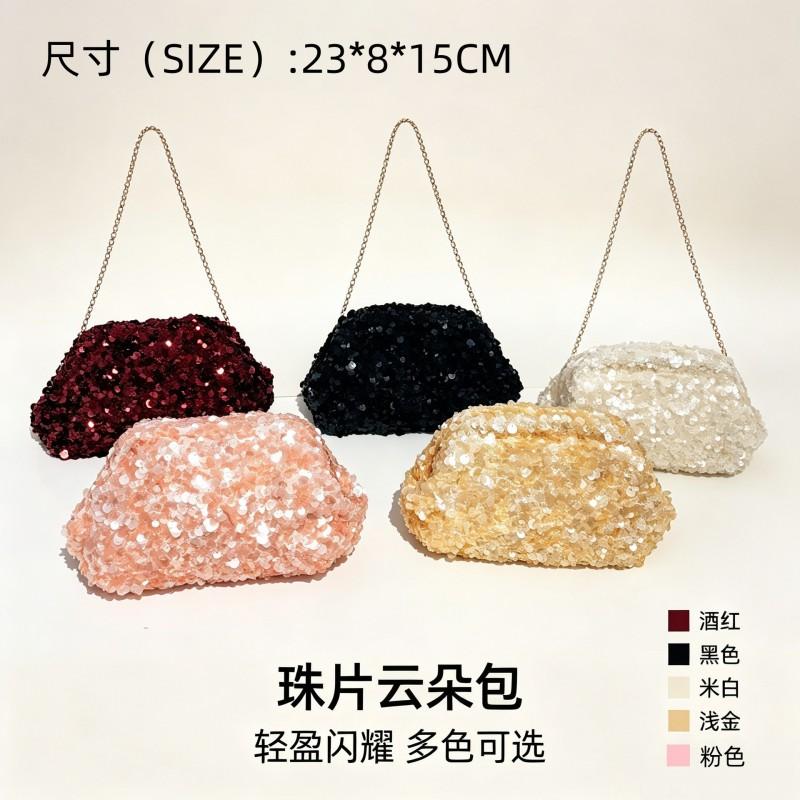 Cloud-Shaped Evening Clutch Bag With 3D Sequins Beads Wedding Party Formal Event Date Photoshoot