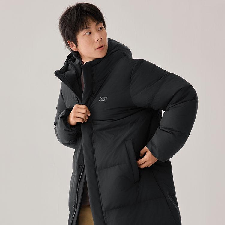 Skechers Down Jackets Unisex Carbon Black-0018 Hooded Moderate L425U107-0018