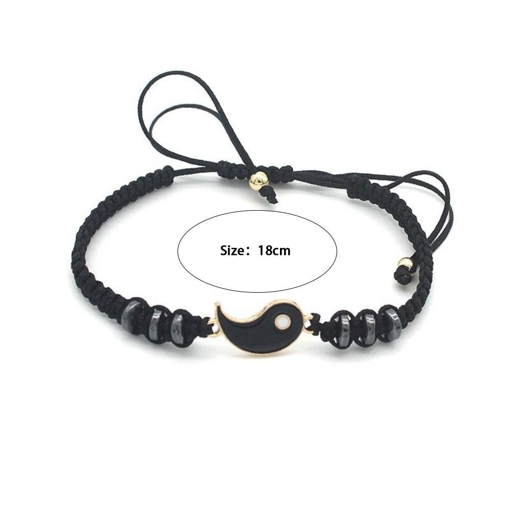 Punk Tai Chi Bracelet Black Whit Hand Chain Retro Braided Bracelet  Couple Jewelry Gift