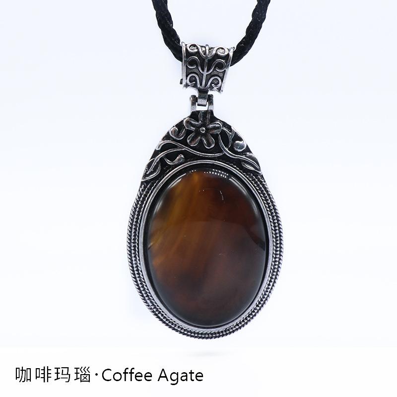 ET of gemtone crystal agate semi-precious stone alloy inlaid gemstone pendant, jewelry