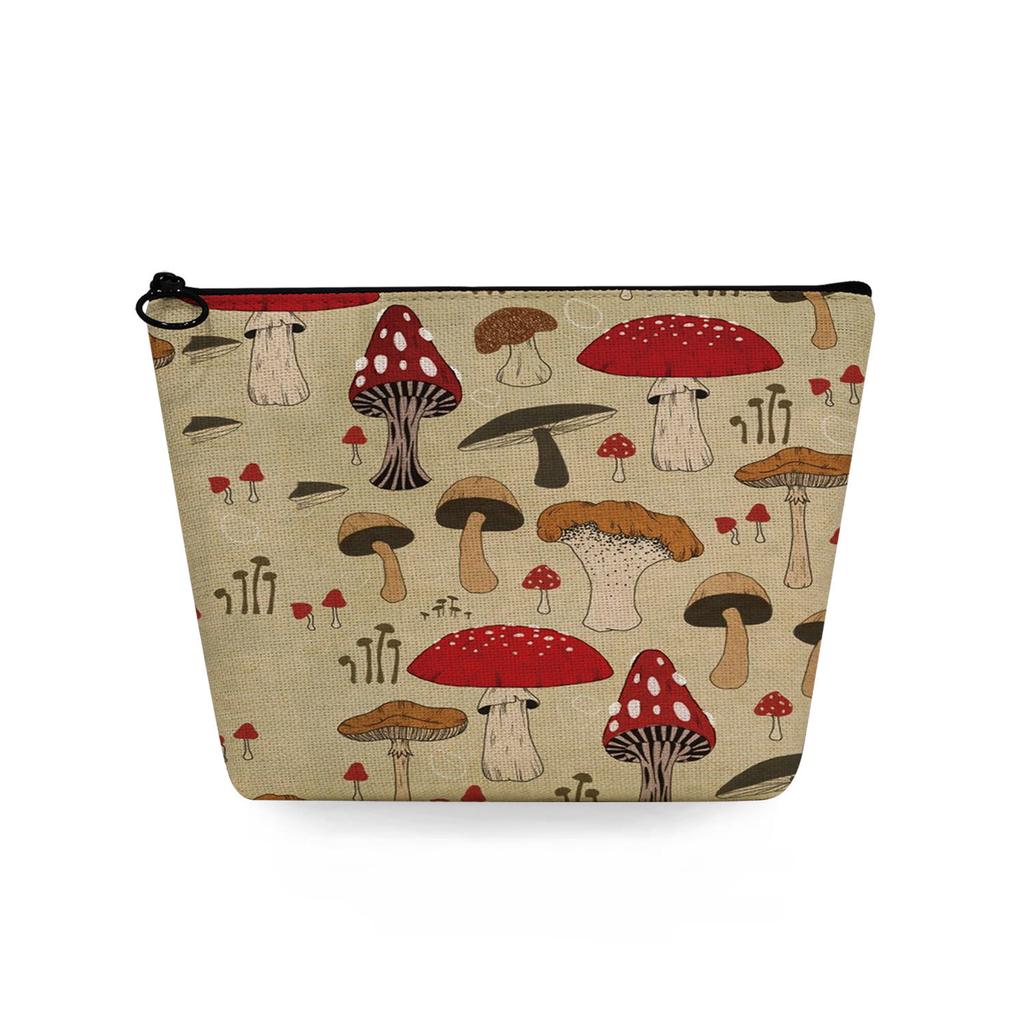 Women Mushroom Print Cosmetic Bag Toiletries Organize Travel Storage Case 6869