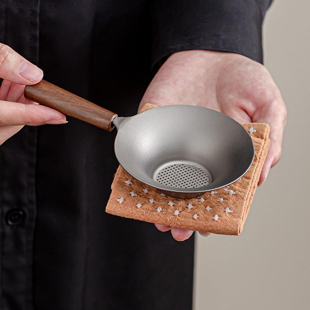 Solid Wood Handle Tea Filter Lightweight Ti Mesh Tea Sieve Tea Fine Mesh Strainer Loose Leaf Tea